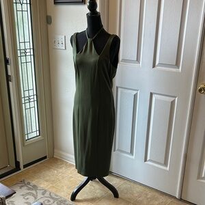 ALI & JAY Olive Green Sleeveless Midi Sheath Dress